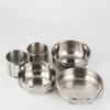 5Pcs 304 Stainless Steel Camping Cookware Set Stackable Foldable Handle Portable Cooking Pot Multi-functional Space Saving