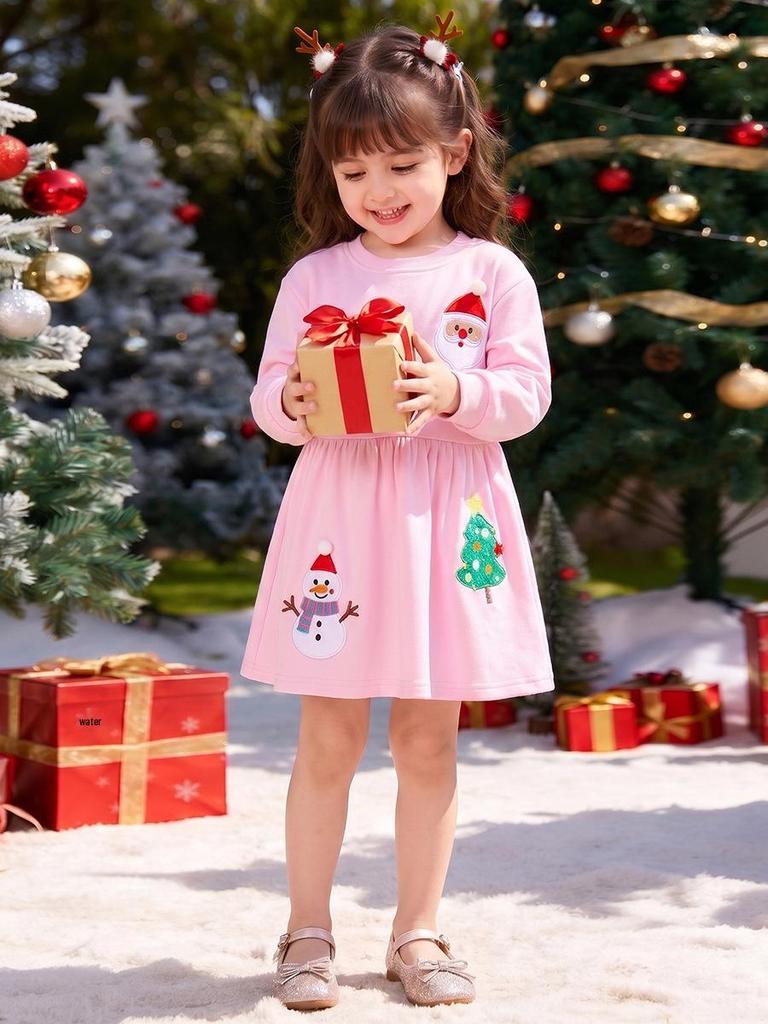Little Maven Girls' Long Sleeve Christmas Dress - Cute Autumn Skirt Style