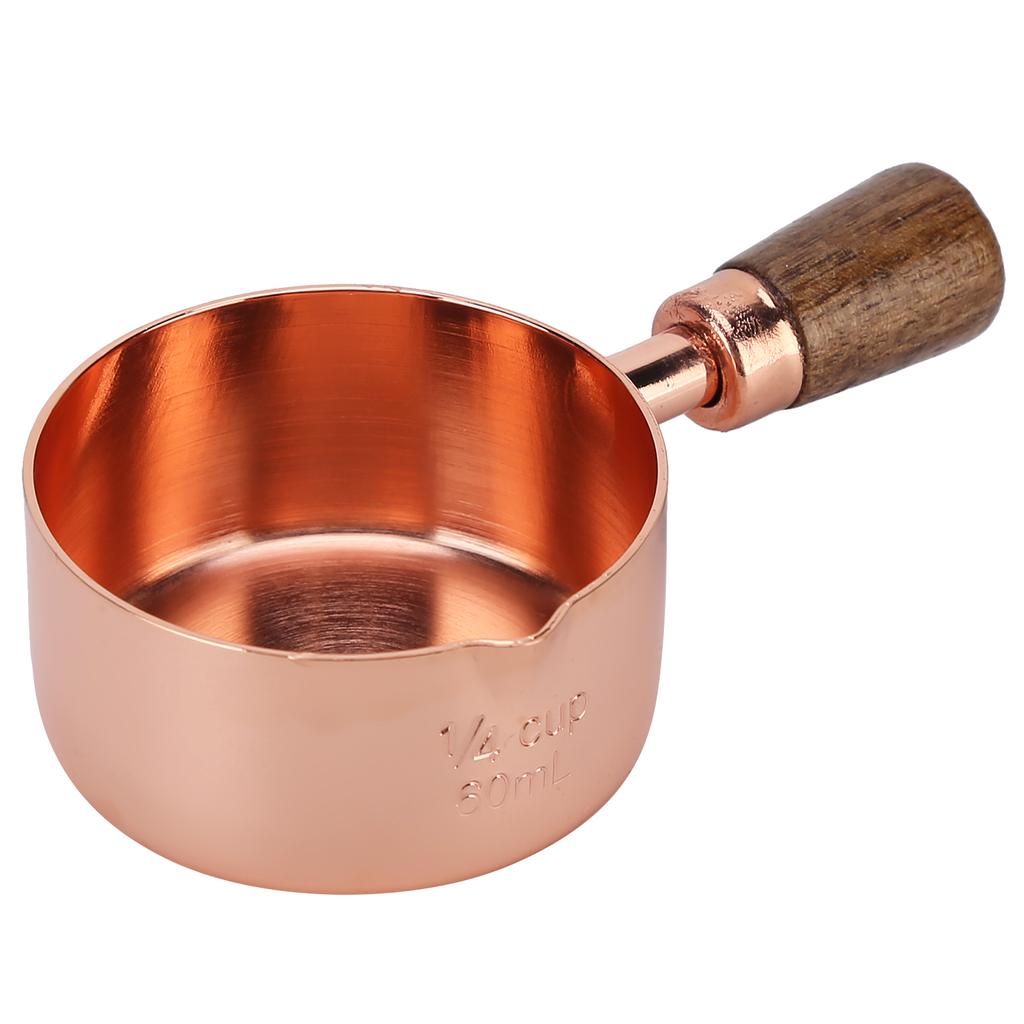 Sauce Pan Wooden Handle Rose Gold Stainless Steel Sauce Pot for Cooking Kitchen Ware1/4cup