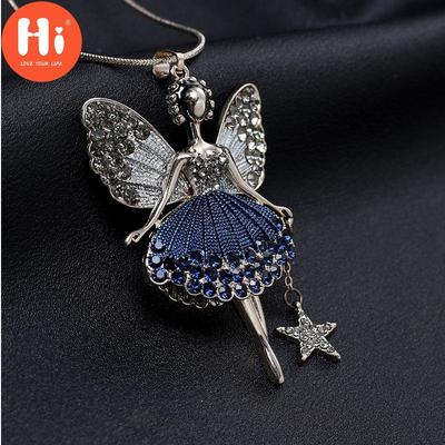 Hi Fashion Cartoon Girl Wing Style Pendant Shiny Necklace