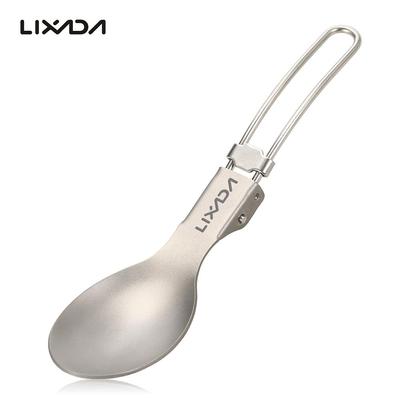 Lixada Folding Titanium Spoon Lightweight Outdoor Dinner Spoon Flatware for Travel Camping