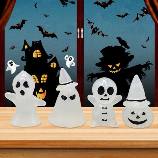 

4/8 Pcs Decorate Smooth Edges Interesting Contrast Color Different Postures Bat Pumpkin Halloween Resin Ornaments Halloween Ghost Ornaments