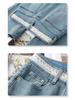 Women's High-Waist Light Color Flare Jeans with Lace Stitching - 2025 Spring/Summer Trend