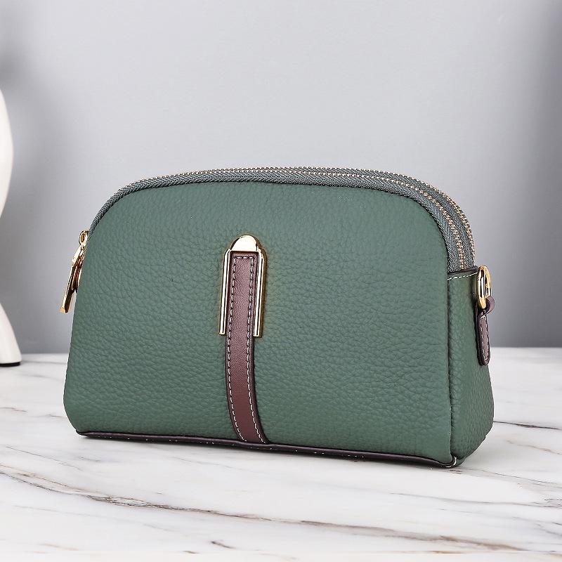 Genuine Leather Cowhide Crossbody Bag Women's Fashion Middle-aged Mother Soft Leather Shoulder Mobile Coin Purse