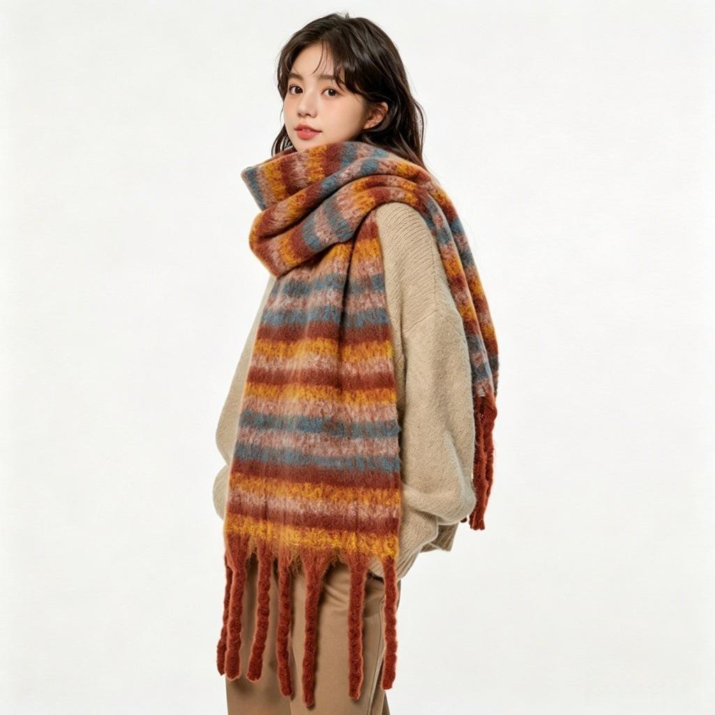 New Mohair Maillard Scarf Autumn and Winter Korean Premium Versatile Imitation Cashmere Warm Shawl