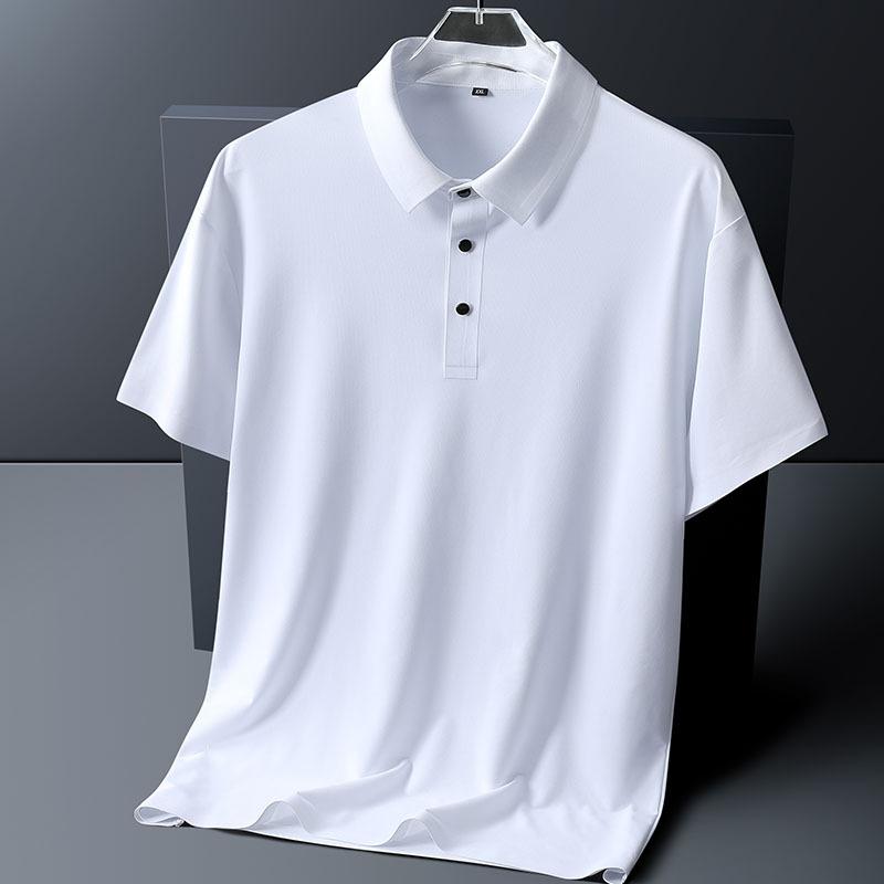 WoWo Polo Shirt Heren 6XL 7XL 8XL Zomer Nieuw Hoge Kwaliteit Heren Korte Mouw Polo Shirt IJszijde Heren Business Casual Polo Shirt 3XL wit