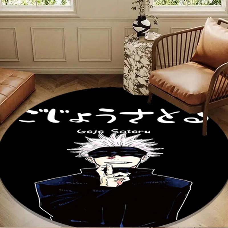Jujutsu Curse Battle Round Rug for Livingroom,Bedroom, Palyroom, Chair Rug, Area Rug, Circle Carpet, Large Size Fan Christmas Gift
