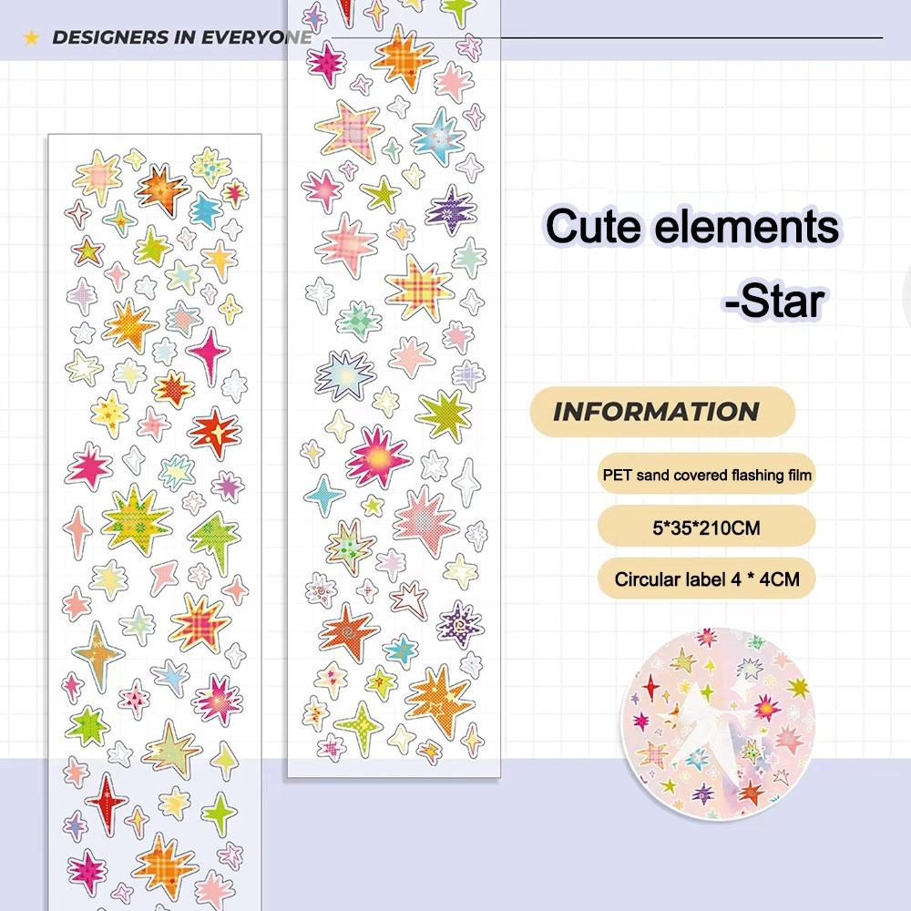 Mushroom Pattern PET Sticker Tapes Basic Material Removable Stationery Stickers Waterproof DIY Graffiti Star Decor Stickers