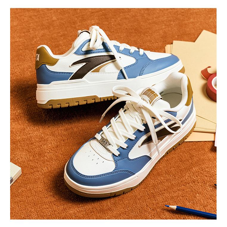 New Anta 982 Non-slip Wear-resistant Shock Absorption Low-Top Skateboard Shoes Women's White Blue 122448068-9