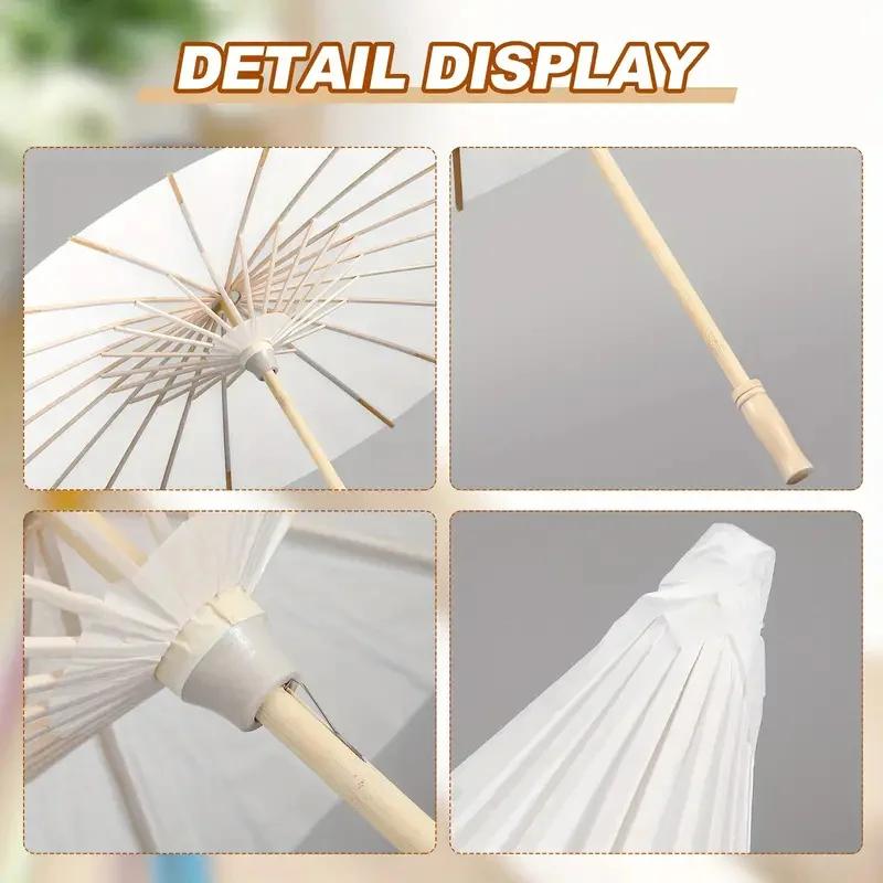 20cm-84cm Parasol Umbrellas Wedding Photo Cosplay Prop Paper Umbrella DIY Hand-painted White Umbrella Summer Whites Party Decor
