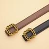 Retro Waist Women Belt In Pu Material With Alloy Plate Buckle For Use Daily