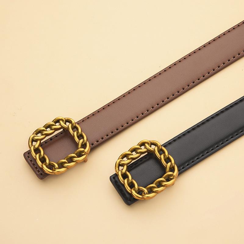 Retro Waist Women Belt In Pu Material With Alloy Plate Buckle For Use Daily