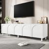 Lowboard TV Table Living Room, TV Cabinet with 5 Doors, Metal Feet, Made of PB and MDF, Modern Storage TV Board