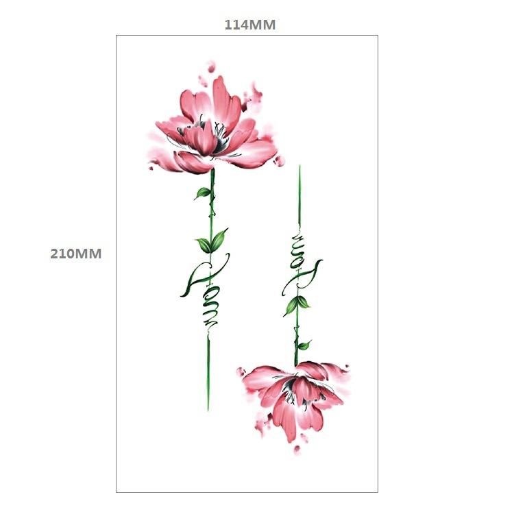 Red Rose Flower Arm Half Arm Tattoo Sticker Owl Hourglass Geometry Water Transfer Set Sticker