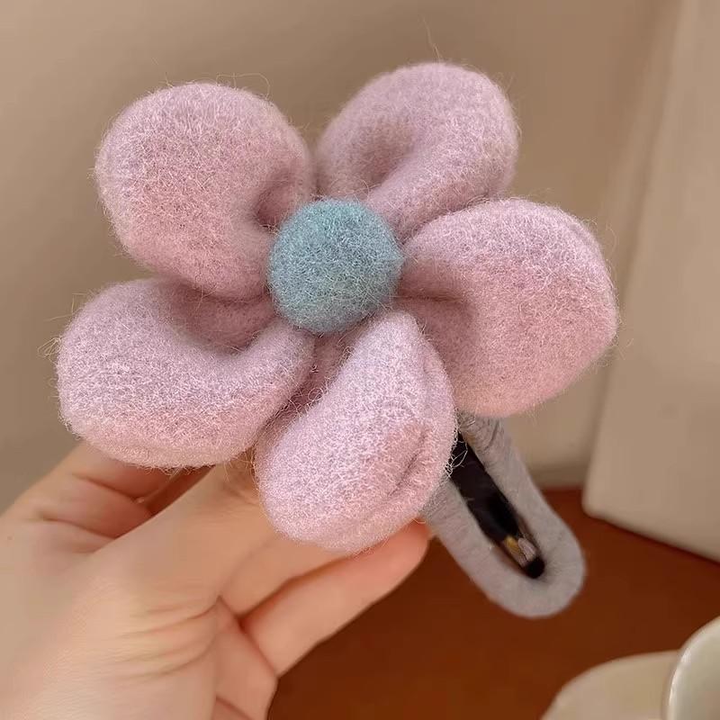 

Винтажная плюшевая заколка для волос в виде цветка для женщин, девочек, милое украшение для волос, ободок, заколка-автомат, зажим для волос, модные аксессуары для волос