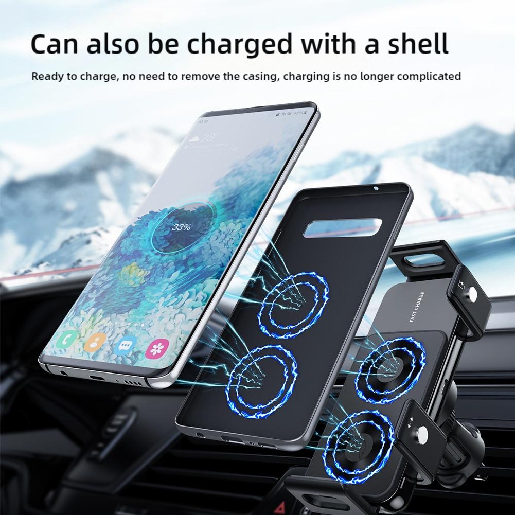 Wireless Fast Charging Suction Cup Auto Phone Holder Universal IPhone Car Smart Angle Air Conditioner Vent  Phone Base