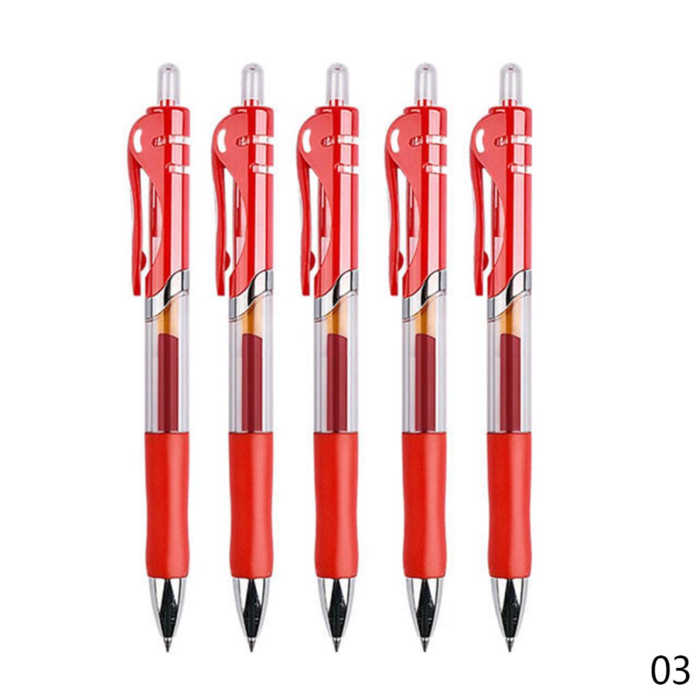 

5 шт./компл. 0,5 мм, выдвижная гелевая ручка, черная, синяя, красная шариковая ручка, школьные канцелярские принадлежности 5pcs красный