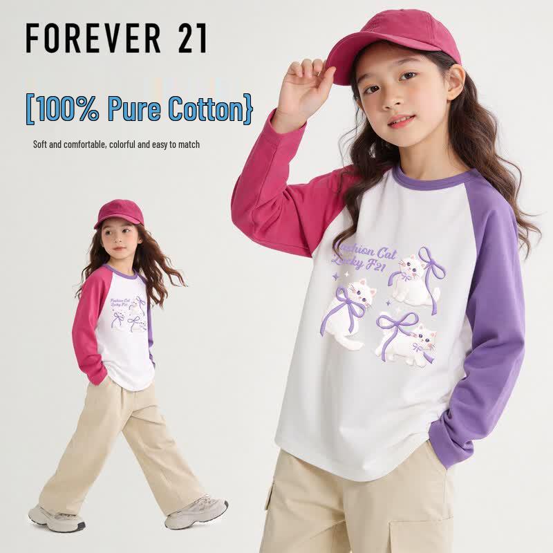 FOREVER21 Girls Cartoon Long Sleeve T-Shirt 120