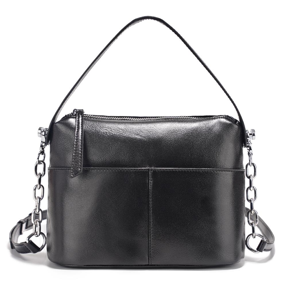 Zency 2025 Chain Handbag Soft Leather Shoulder Top-Handle Crossbody Bag