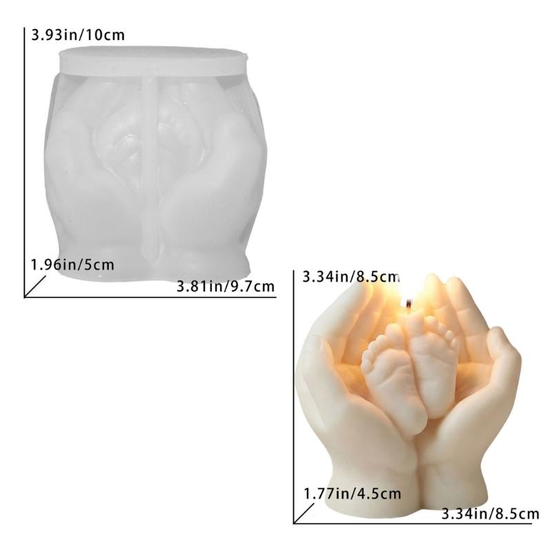 Hand Hold Infant Feet Silicone Mold Food Grade Silicone For Epoxy Resin Making Candle Soap And Baby Showers Decoration
