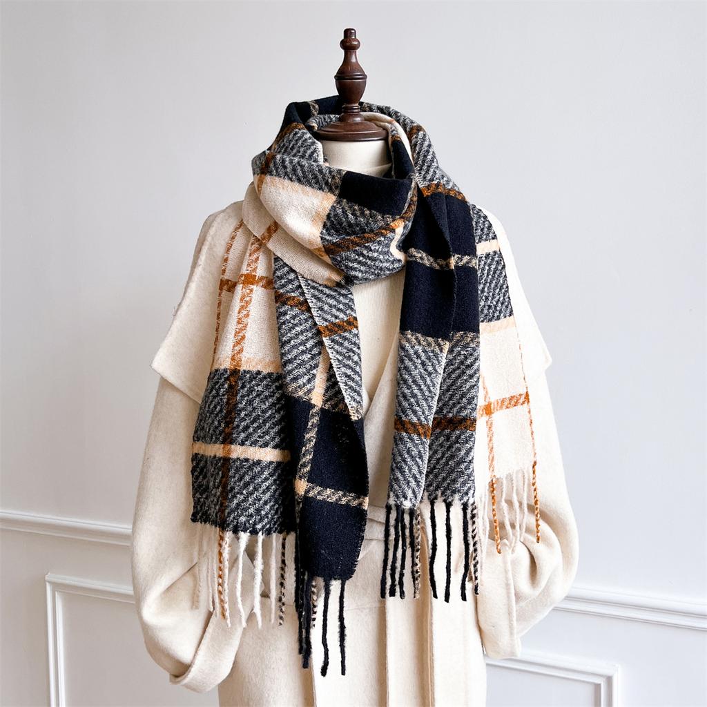 Luxury Winter Plaid Scarf for Women Men British Style Cashmere Scarves With Tassel  Female Winter Warm Neck Scarf Acrylic Shawl