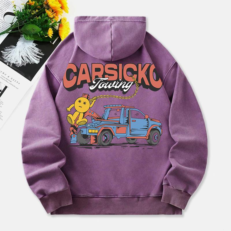 Cars Fouling Washed Hoodies Womens Cartoons Printing Cotton Pullover Comfortable Warm Oversized Hooded Clothes