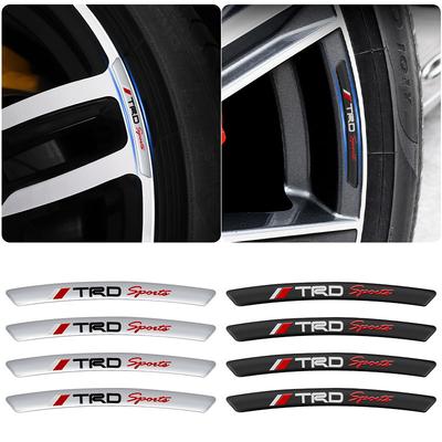 4Pcs Aluminum Car Wheel Hub Badge Sticker Tire Rim Decor Decal for Trd Corolla Camry RAV4 CHR Yaris Prius Prado Auris Avensis