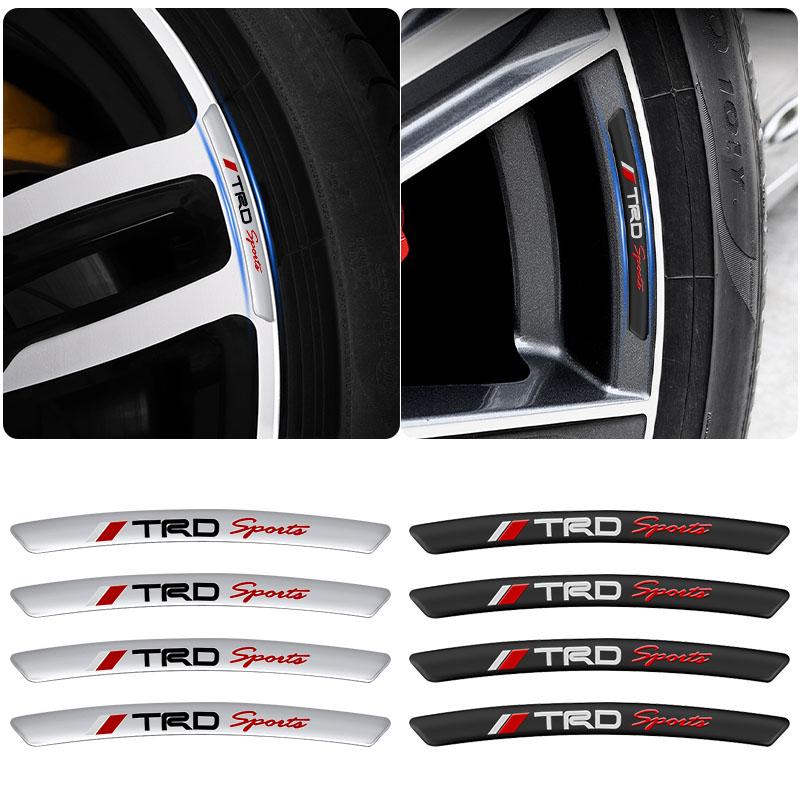 4Pcs Aluminum Car Wheel Hub Badge Sticker Tire Rim Decor Decal for Toyota Trd Corolla Camry RAV4 CHR Yaris Prius Prado Auris Avensis
