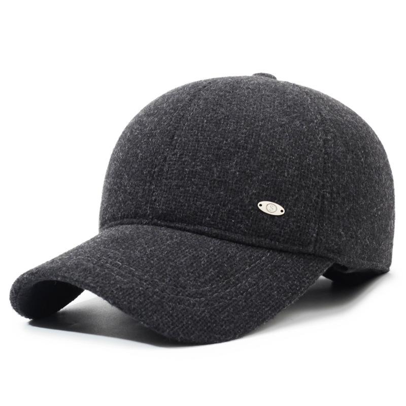 Autumn Winter Men's Ear Protection Cotton Cap Velvet Warm Baseball Cap Middle-Aged and Elderly Outdoor Windproof Cold-Proof Cap