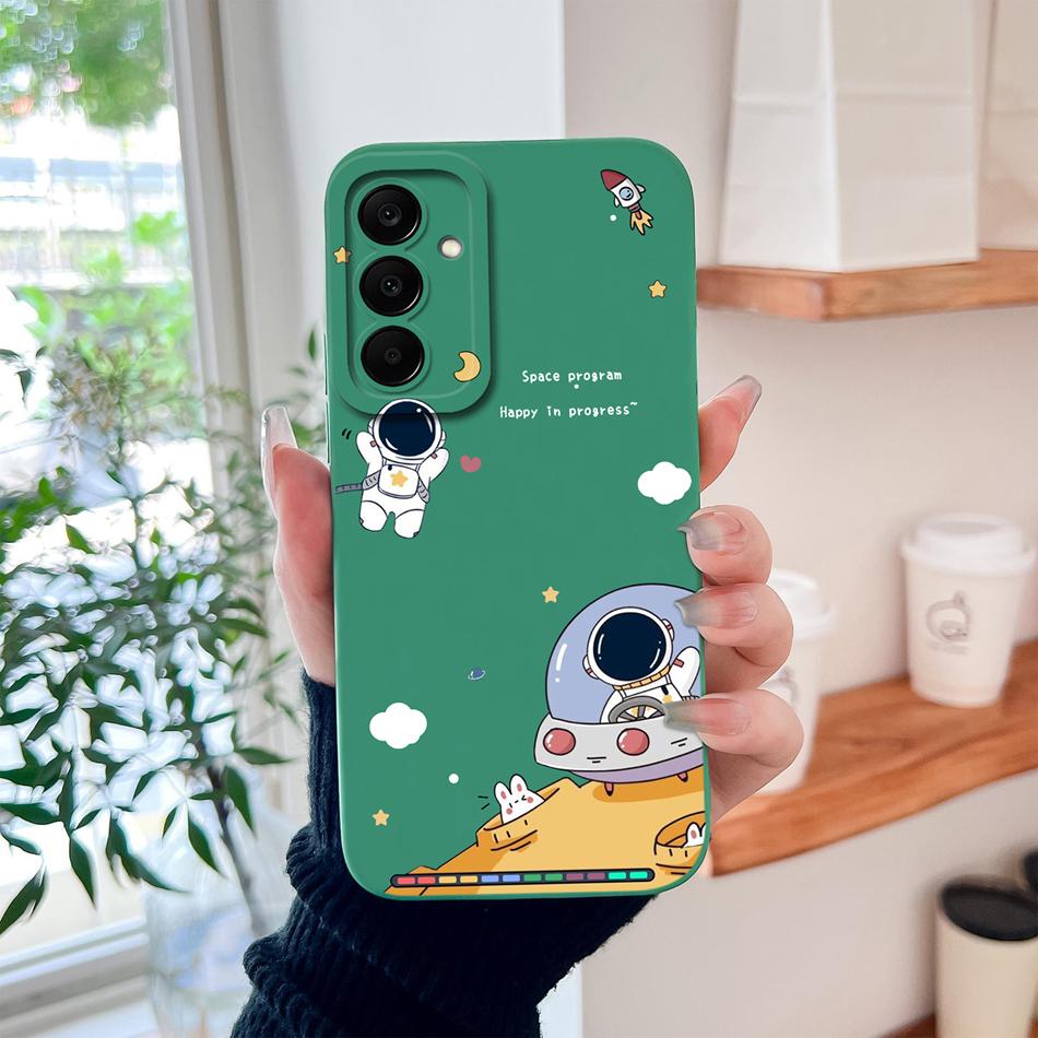 For Samsung Galaxy A37 A57 A17 A07 Phone Case Cute Astronaut Smooth Liquid Silicone Full Coverage Anti Drop Soft Durable Bumper