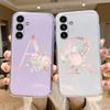 Initial Letters Cover For Samsung Galaxy A34 5G Case Transparent Soft Silicone Pink Flowers Capa For Samsung A56 A14 A54 A24 A57