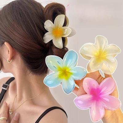 Hair Accessories Large Egg Blossom Grab Clip, Female Shark Clip, Beach Vacation Colored Hair Clip