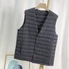 Men's Lightweight Sleeveless Down Vest - Warm 90% White Duck Down, Round Neck/V-Neck, Two-Way.