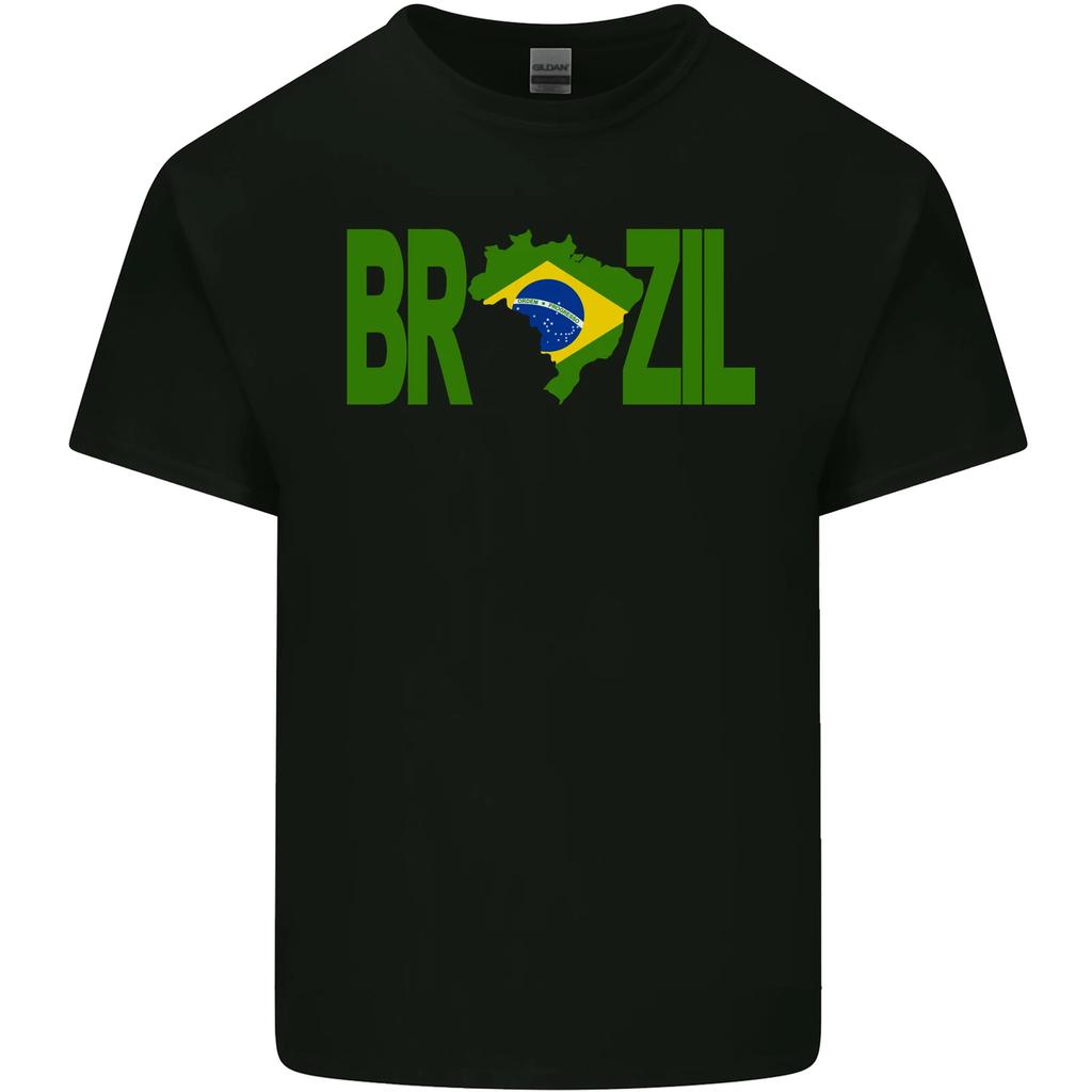 Brésil Football Drapeau de Football Brésilien T-shirt Homme en Coton Tee Top