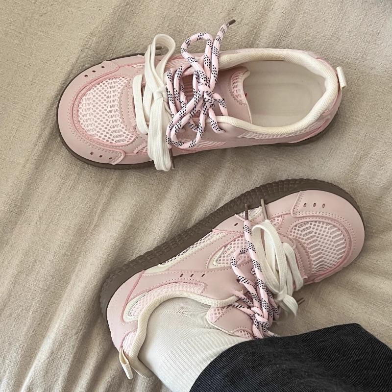 Pink double mesh shoes female ugly cute spring and summer new niche low-top versatile sports little white shoes