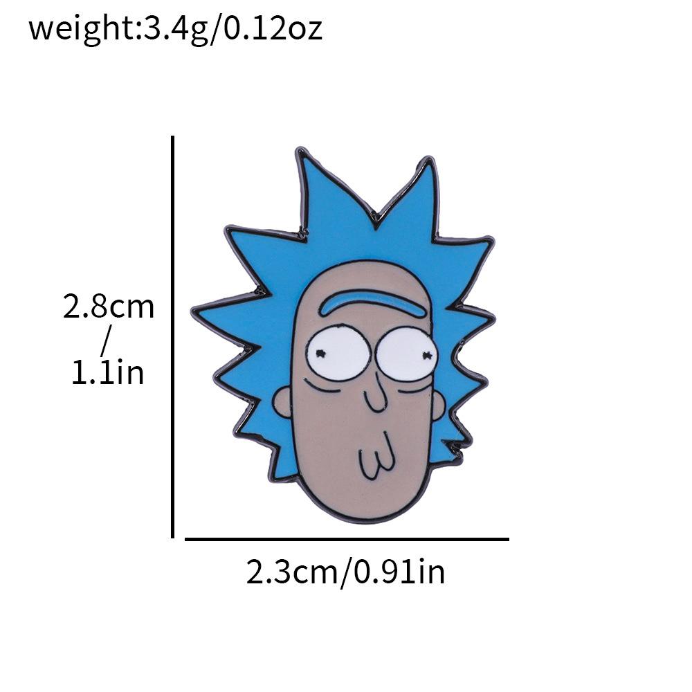Funny Creative Cartoon Rick and Morty Metal Badge Comedy Animated Characters Alloy Drip Brooch