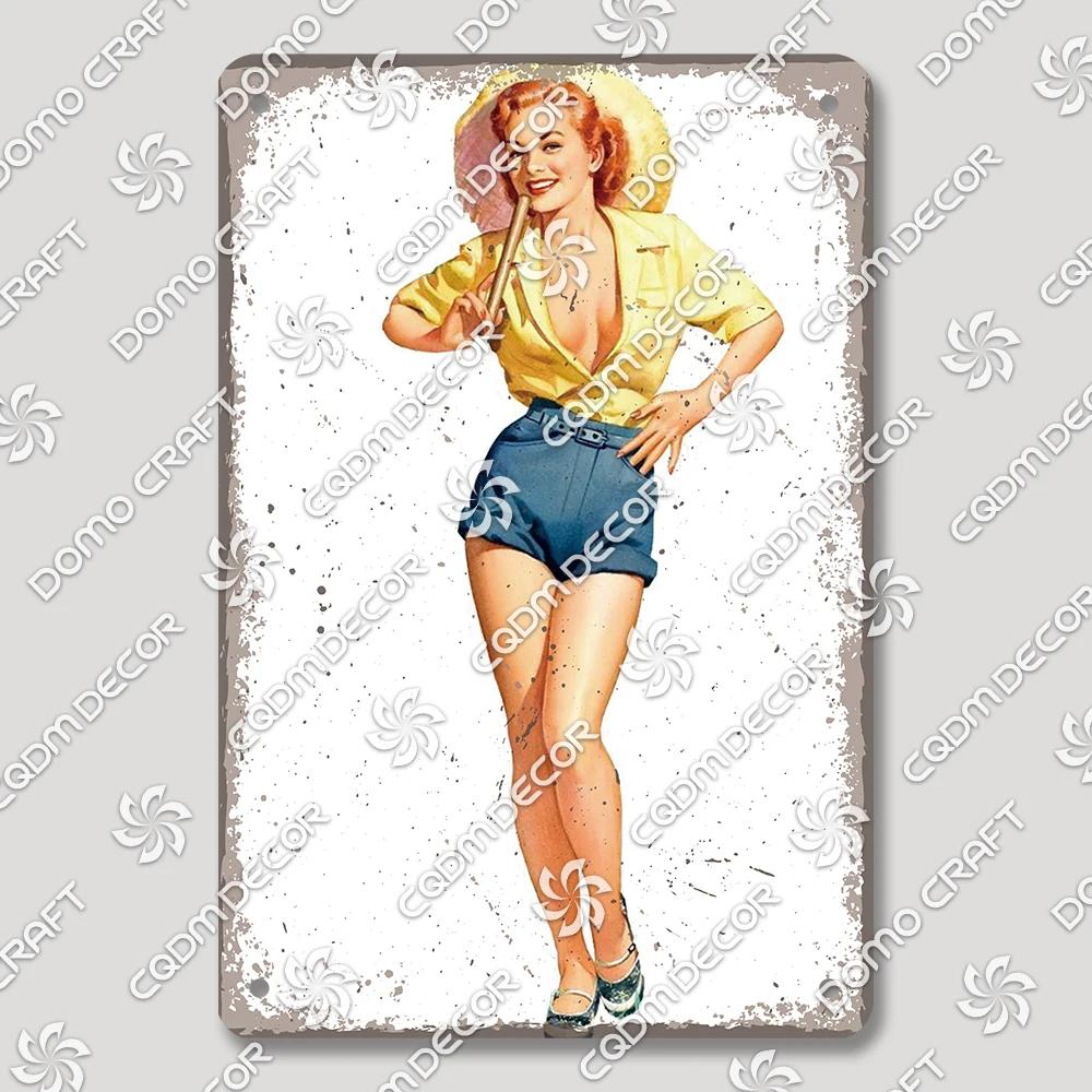 Vintage Znak Metalowy Blaszany Dziewczyny Wędkujące Retro Kobieta z Psami Dekoracja Ścienna dla Klubu Wędkarskiego Dom Wiejski