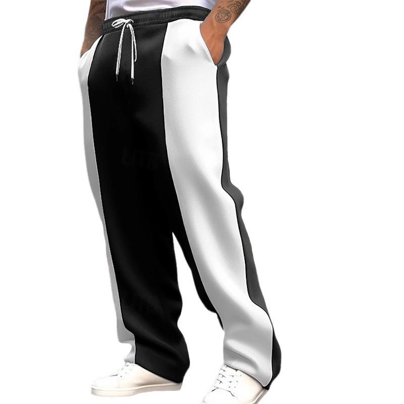 Men's Casual Sports Loose and Healthy Cloth Waist Jogging Quick-drying Splicing Contrasting Trousers