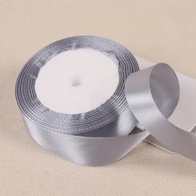 25yadrs/Roll 6-10-15-20-25-40-50mm Silver Gray Satin Ribbons Clothing Fabric, Children's Hair Accessories, Bow DIY Accessories