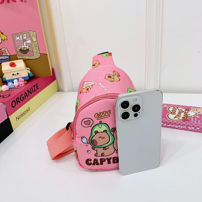 Capybara Cartoon Cute Shoulder Bag Breathable Fabric Toddlers Girl Travel Bags
