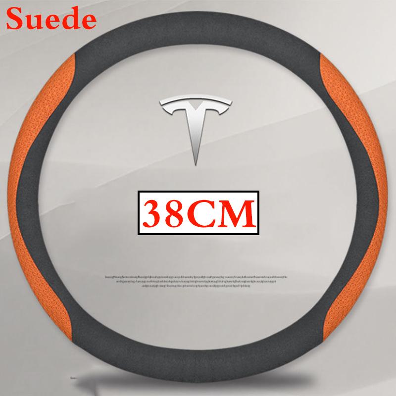 36-38 CM Potah volantu z semišové kůže pro Tesla Model 3 Y S X 2024 2025 2026 Příslušenství