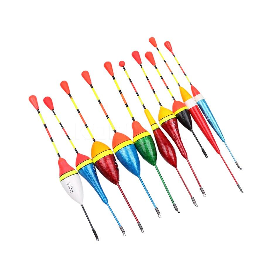 10Pcs Fishing Floats Set Buoy Bobber Fluctuate Mix Size Color Float Buoy Pesca Light Stick Floats