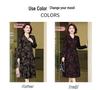 Spring New Plus Size Jacquard V-Neck Dress for Middle-Aged Women - Slimming, Long Sleeve, Stylish