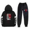 Mens Streetwear Hooded Sweatshirt Set Loose Fit Winter Warm Fleece Lined Casual Tracksuit