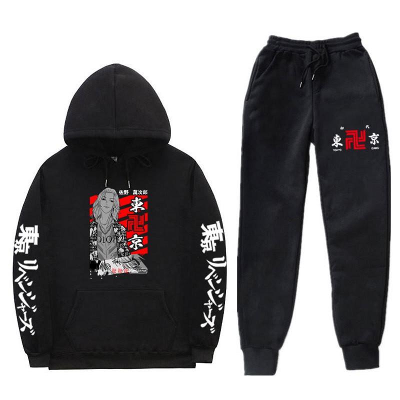Mens Streetwear Hooded Sweatshirt Set Loose Fit Winter Warm Fleece Lined Casual Tracksuit