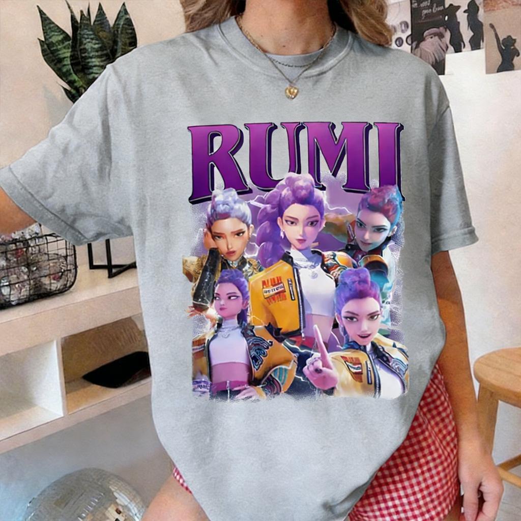 Kpop Demon Hunters Rumi Women Man Short Sleeve Tshirt 2026 Summer Casual Tops Streetwear Graphic Cartoon Fashion Y2k Tshirt