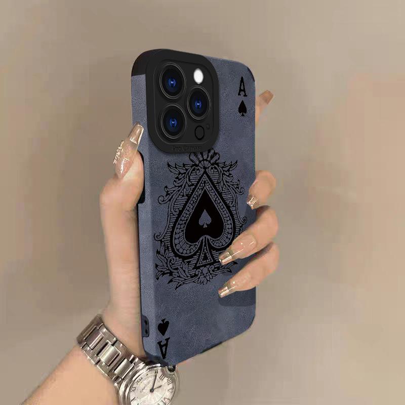 Spade A Lambskin Leather Phone Case For iPhone 17 Pro Max Air 16 16e 15 14 13 12 11 Pro Max Plus X XS MAX XR Back Cover