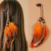 Vintage Feather Hair Accessory, Long Bohemian Fringe Headband With Beads, Handmade Festival Hair Clip For Women