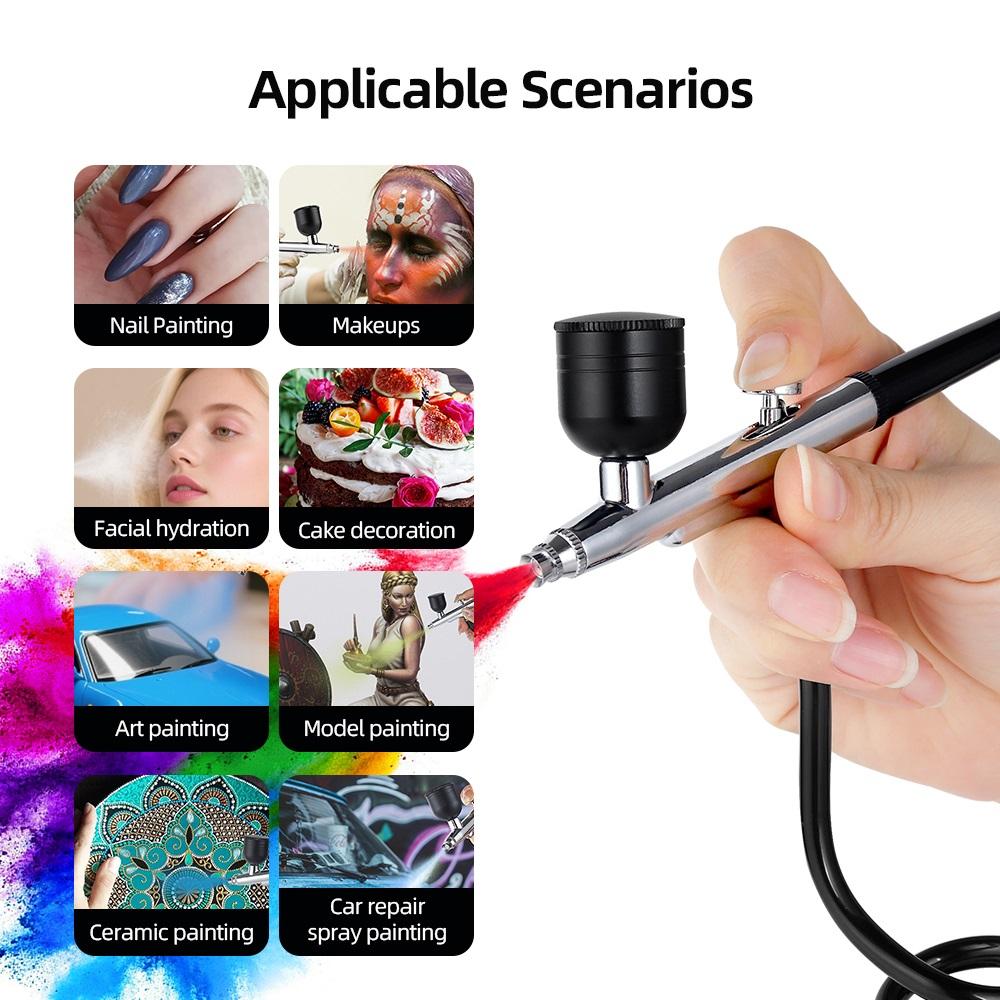 Portable Air Compressor Single Action Airbrush Painting Kits 0.3mm Nozzles Spray Gun for Model Cake Nail Art Airbrush Compressor