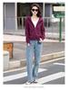 Grauer Damen-Cardigan-Hoodie mit doppeltem Reißverschluss, schwere Qualität - Sportlicher koreanischer Stil, Langarm, Frühjahr/Herbst Kollektion 2025.